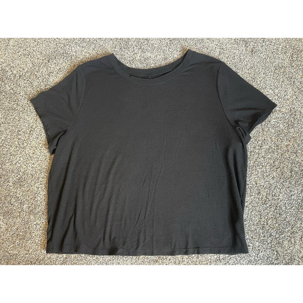 Torrid Size 3 Super Soft Rib Knit Short Sleeve Top Black Crew Neck
